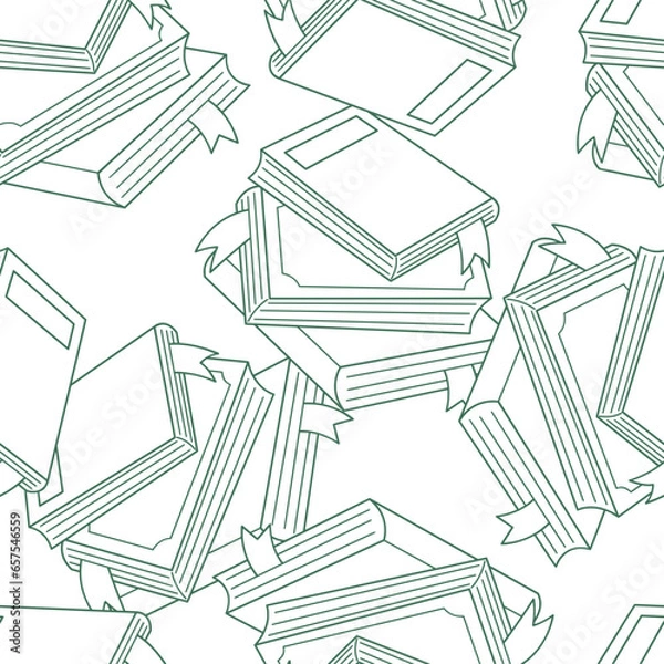 Fototapeta Books line art seamless pattern. Suitable for backgrounds, wallpapers, fabrics, textiles, wrapping papers, printed materials, and many more.