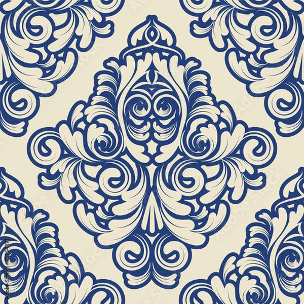 Obraz seamless wallpaper. damask pattern. flower background