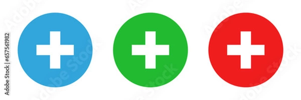 Obraz blue, green and red plus mark icon vector illustration