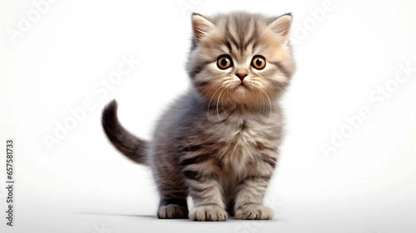 Fototapeta Cat kitty smile, playing in the park, on white background, Generative ai illustration.	
