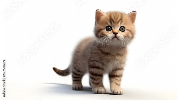 Fototapeta Cat kitty smile, playing in the park, on white background, Generative ai illustration.	
