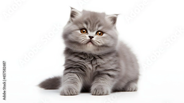 Fototapeta Cat kitty smile, playing in the park, on white background, Generative ai illustration.	
