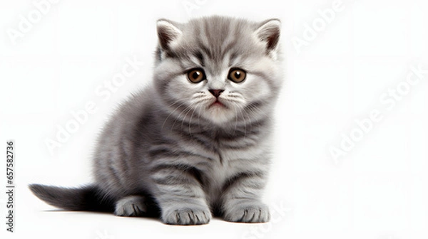 Fototapeta Cat kitty smile, playing in the park, on white background, Generative ai illustration.	
