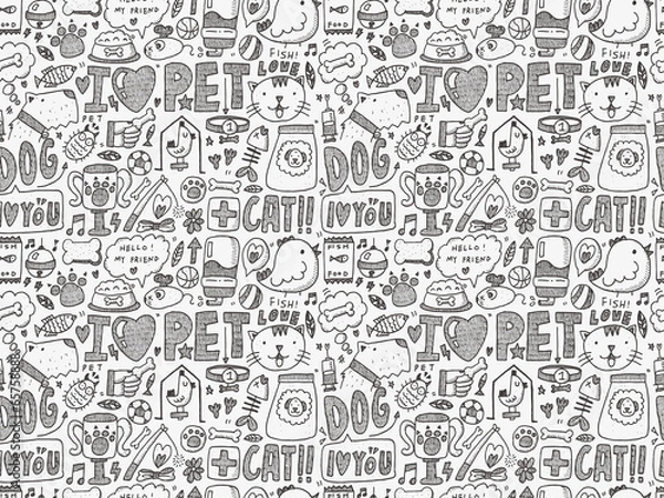 Obraz seamless doodle pet pattern