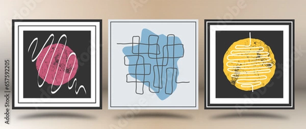 Fototapeta An artistic composition in a minimalist style for interior design. Hand-drawn illustration for prints, postcard design, posters and banners