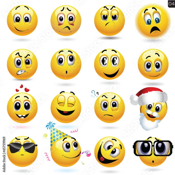 Fototapeta Vector set of smiley icons