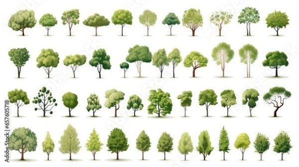 Fototapeta Many types of trees vector white background