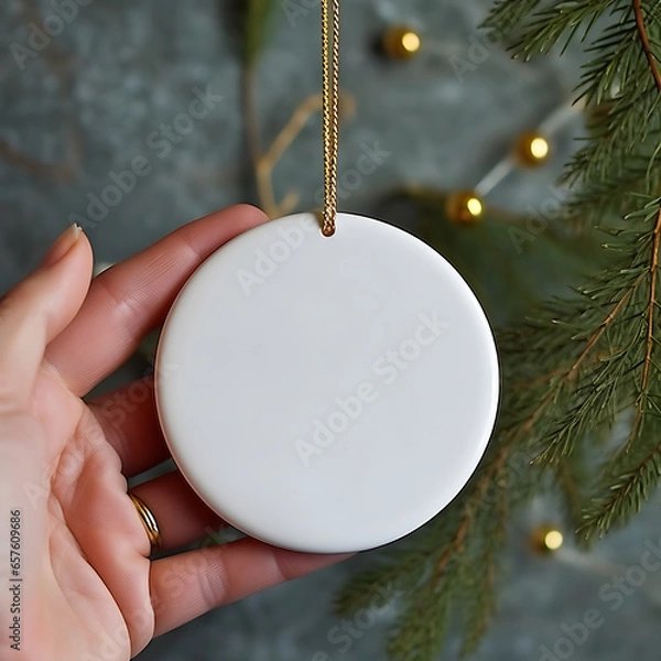 Fototapeta Small Round flat White Ceramic Flat mockup ,ai generated