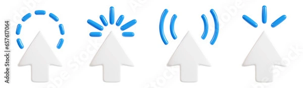 Fototapeta White cursor arrow with different mouse click effect.