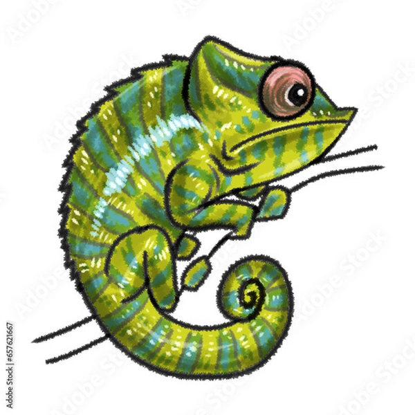 Obraz chameleon cartoon isolated on white