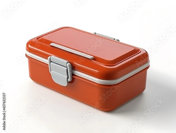 Fototapeta Plastic lunch box isolated on white background close-up