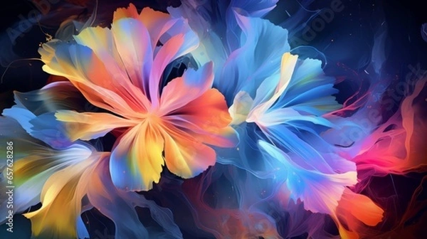 Fototapeta A painting of a flower on a black background