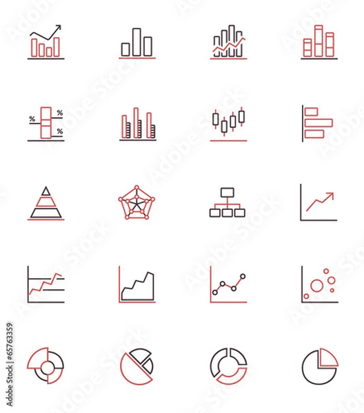 Fototapeta Diagrams, graphics and chatrs outline simple icon set