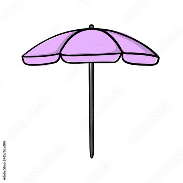 Obraz Beach umbrella. Beach accessory. Sun protection. Vector illustration in doodle style.