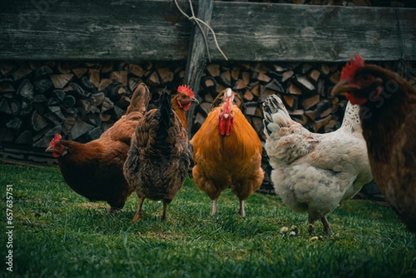 Fototapeta hen and chickens