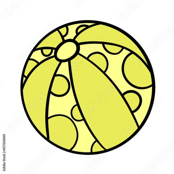 Obraz Beach ball. Inflatable ball for the pool. Active summer vacation. Hand drawn vector illustration.