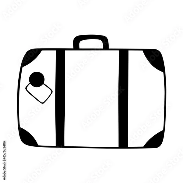 Obraz Travel suitcase. Retro suitcase. Baggage. Hand drawn vector illustration.