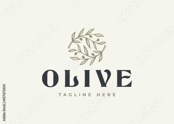 Obraz olive branch logo vector illustration