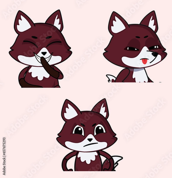 Obraz Set of 3 Cartoonish Fox