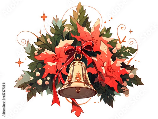 Fototapeta Bell Ornament in Christmas.Generative Ai