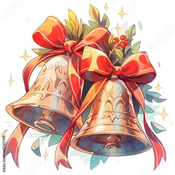 Fototapeta Bell Ornament in Christmas.Generative Ai