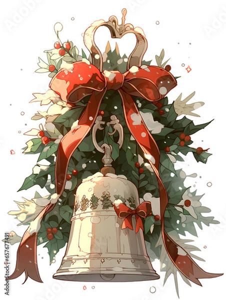 Fototapeta Bell Ornament in Christmas.Generative Ai
