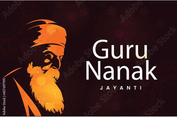 Obraz illustration of Happy Gurpurab, Guru Nanak Jayanti festival of Sikh celebration background