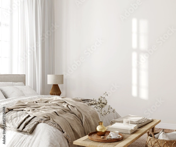 Obraz Bedroom interior mockup, Home interior background, 3d render, 3d illustration