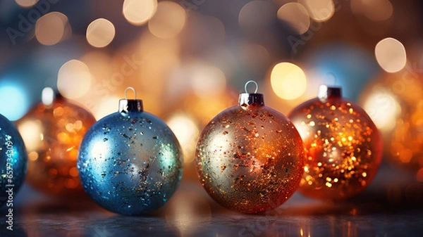 Fototapeta Abstract christmas background or new year new year eve, festive bokeh abstract. Generative Ai