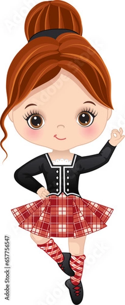 Obraz Vector Cute Girl Performing Highland Dance