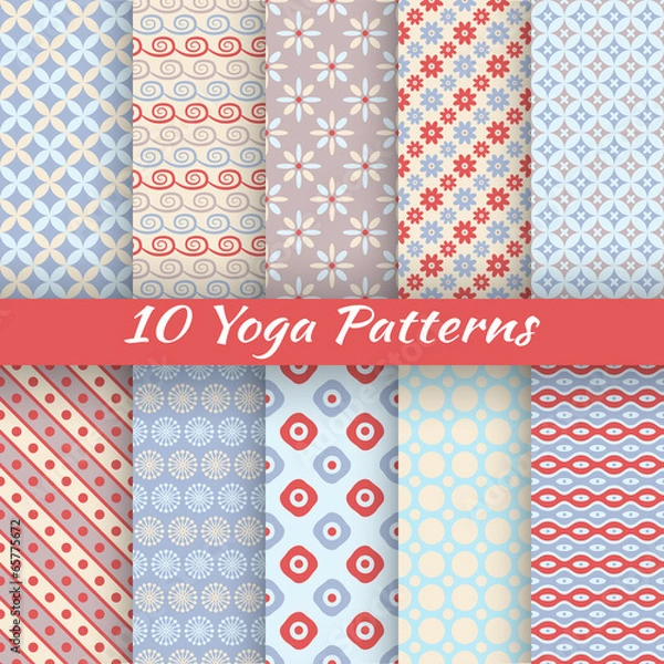 Fototapeta Yoga vector seamless patterns (tiling)
