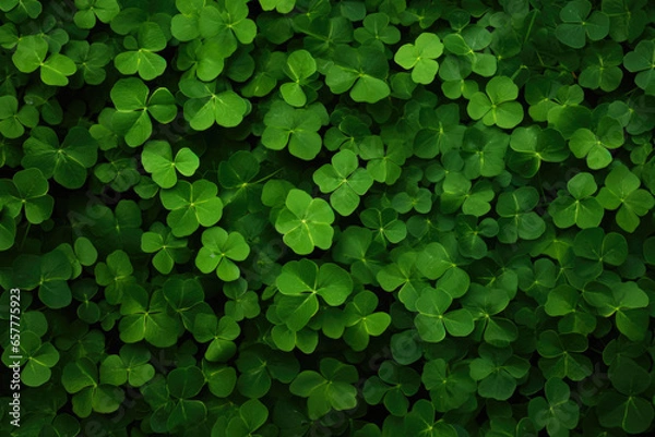 Obraz Green Clover Field Texture For Background Created Using Artificial Intelligence