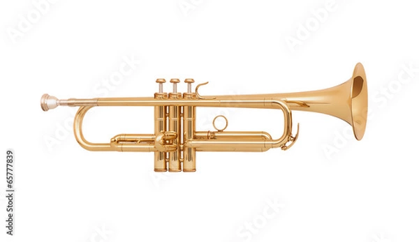 Obraz brass trumpet isolated on white background