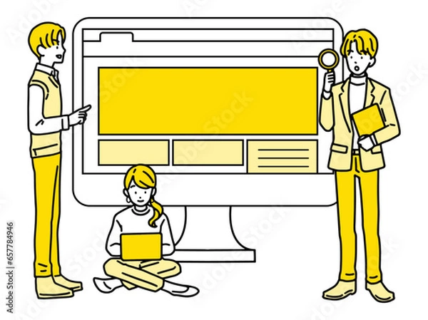 Obraz web制作をするビジネスパーソン・PCサイトを制作するビジネスパーソン