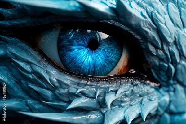 Fototapeta A close up of a white dragon's eye. Generative AI