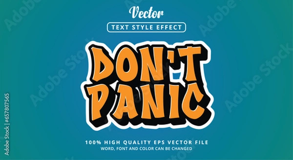 Obraz Editable text effect, Don't Panic text with a modern color style