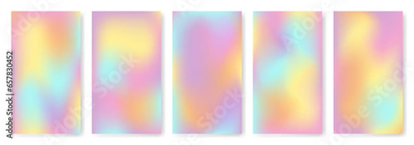 Fototapeta Y2K holographic gradient posters and banner set. Iridescent ...