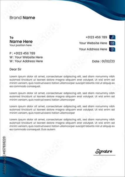 Obraz Simple Corporate Letterhead design template.Vector illustration.