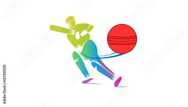 Fototapeta creative sketch cricket player hit ball design vector1