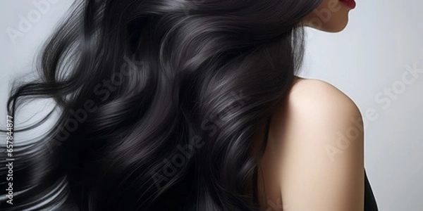 Fototapeta A Close-Up of Wavy Tresses on a White Surface, Highlighting the Beauty, Volume, and Strength Achieved Through Care