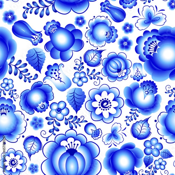 Obraz Blue seamless pattern. Vector illustration