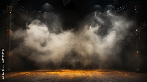 Fototapeta Stage Background with Smoke, Immersed in Nostalgic Atmosphere