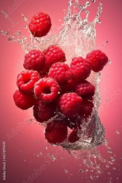 Obraz raspberries in water splash