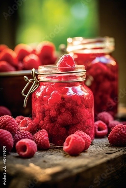 Obraz jar of sweet raspberry jam