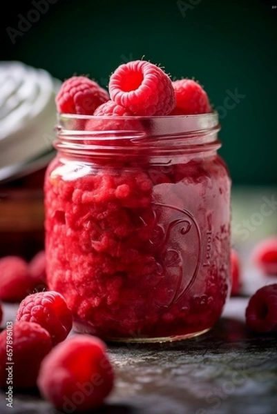 Obraz raspberry jam in glass jar