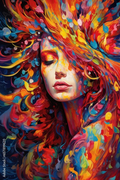 Obraz psychedelic shamanism new age yin flow of sensual energy femininity - by generative ai