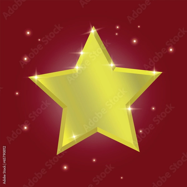 Obraz gold star on red background