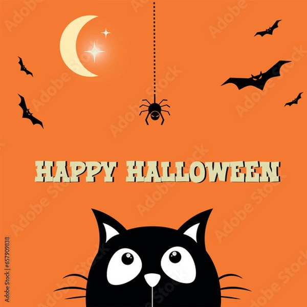Obraz halloween background and black cat