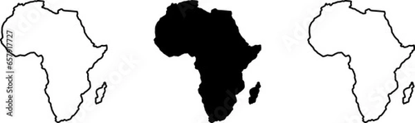 Fototapeta Africa Map Icon Set with Various Styles. Vector Image.	