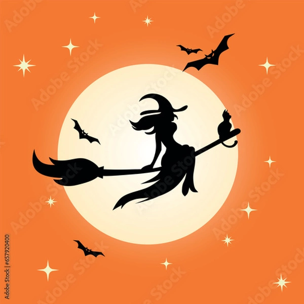 Obraz halloween background with witch
